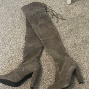 Stuart Weitzman Highland boot in topo grey suede NWOT